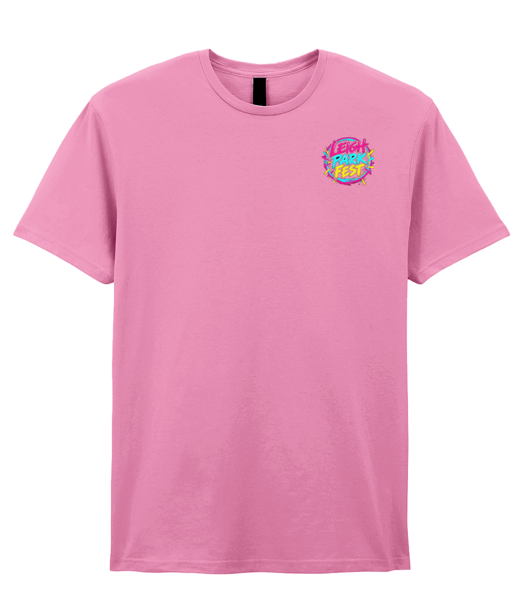 Front of the Azalea Leigh Park Fest 2027 T-shirt with the festival logo on the left chest.